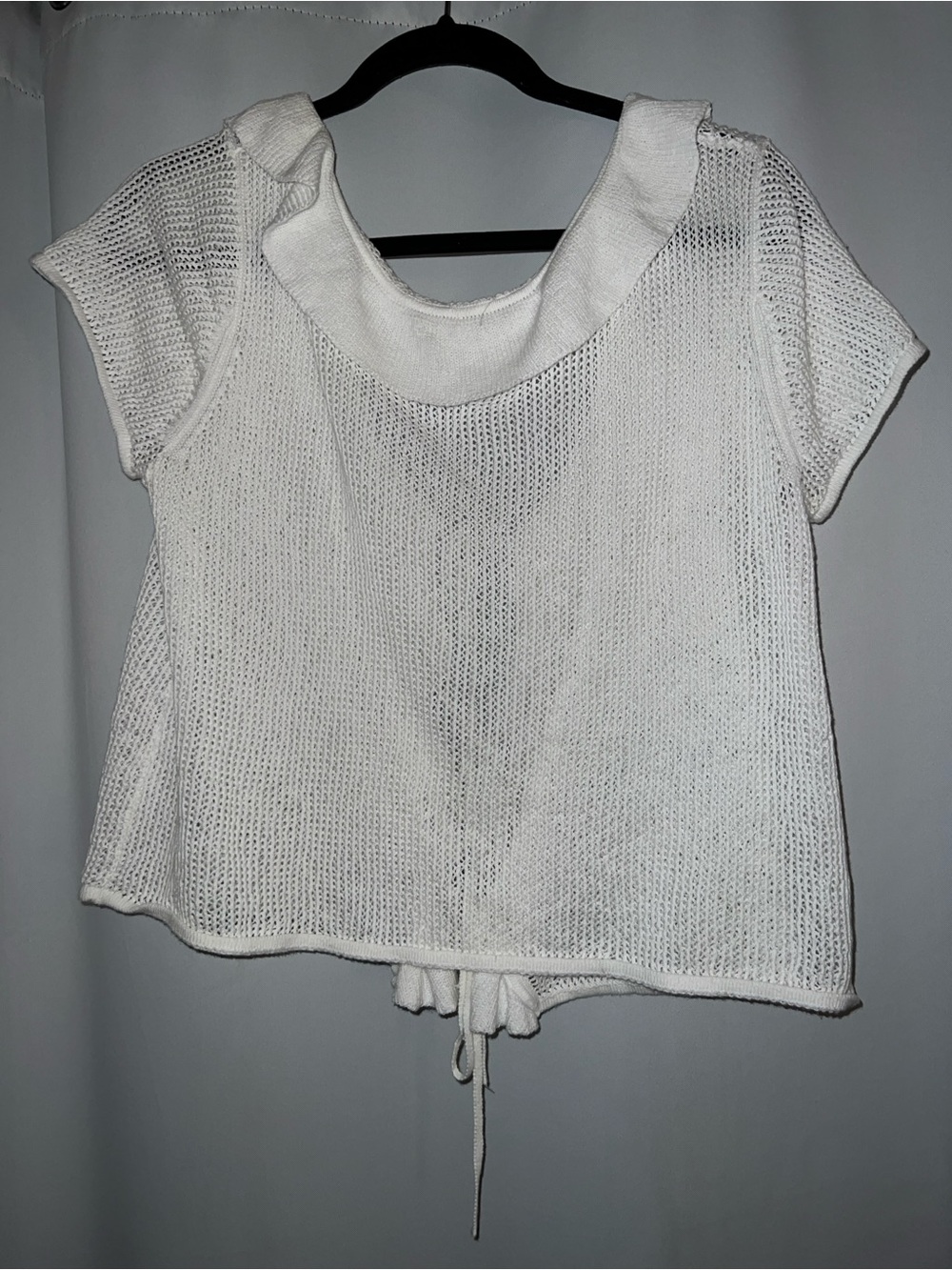 Universal Thread Cream Ruffle Tie-Front Knit Top - Picture 3 of 3